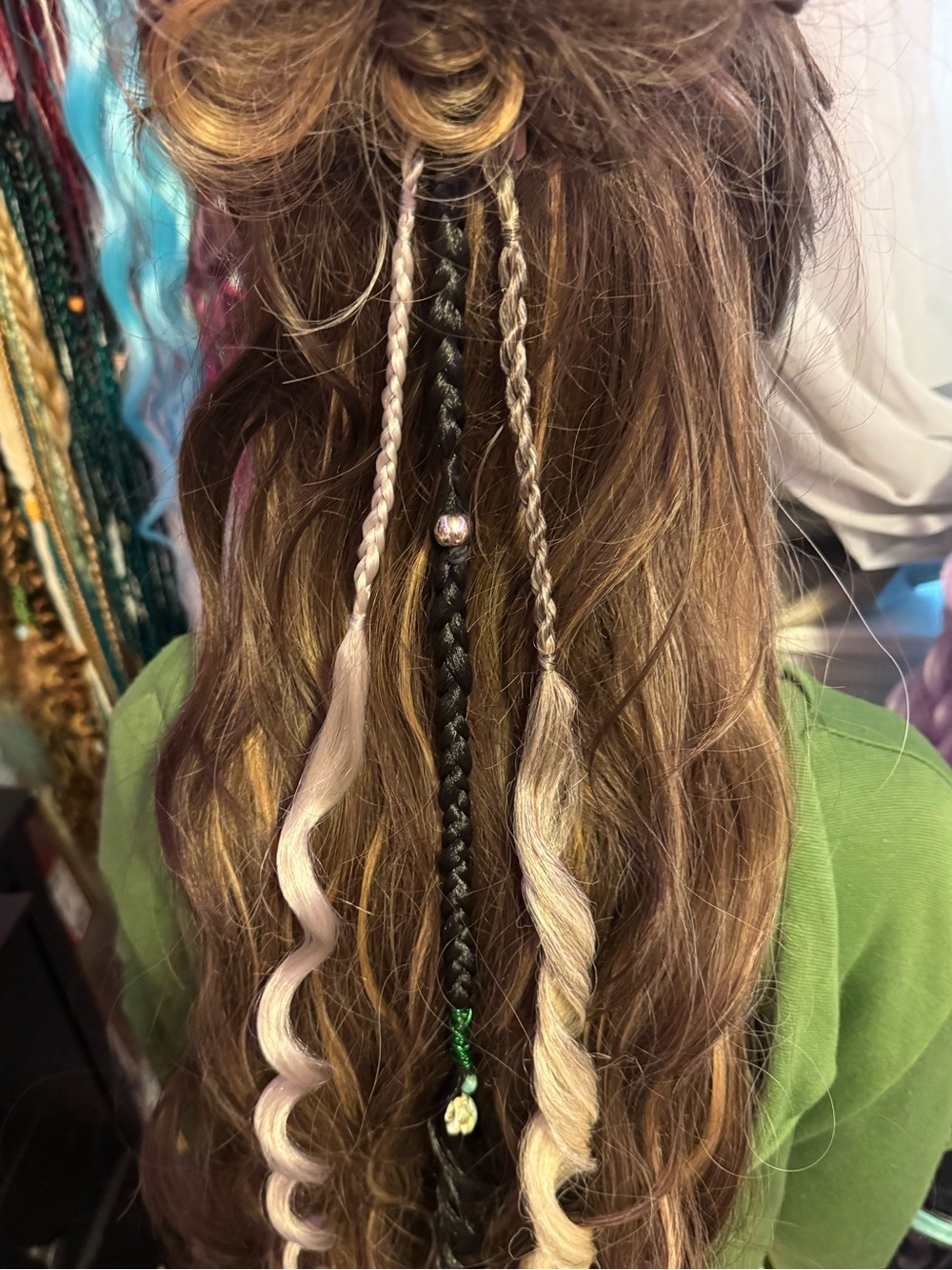 Braided Hair Extension Accent with Blonde and Black Strands